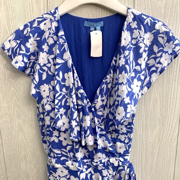 Draper James RSVP Blue Floral Short Sleeve Wrap Dress Size 4 NWT - Picture 3 of 5